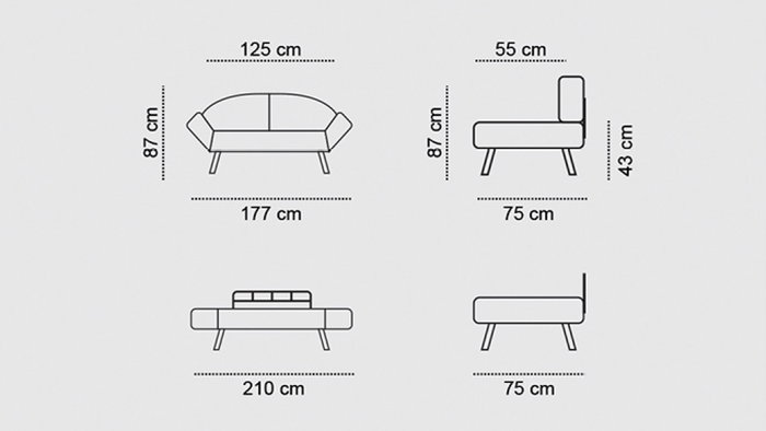 Atelier Del Sofa Genzo - Sofá cama de 2 plazas en azul petróleo Atelier Del Sofa Genzo - Sofá cama de 2 plazas en azul petróleo
